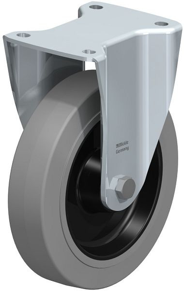 Blickle BH-POEV 200XR-SG Stahlblech-Bockrolle, Schwerlast-Ausführung, mit Anschraubplatte, Elastik-Vollgummi, Grau, 851445
