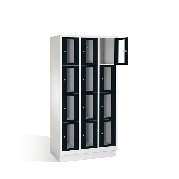 C+P Schließfachschrank Classic, H1800xB900xT500mm, Farbe: Lichtgrau / Schwarzgrau, 8020A304 S10005