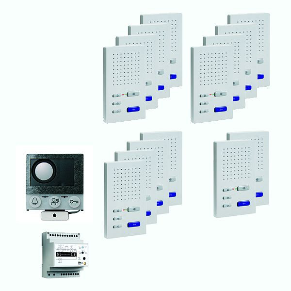 TCS audio:pack Einbau für 14 Wohneinheiten, mit Einbaulautsprecher ASI12000 + 14x Freisprecher ISW3030 + Steuergerät BVS20, PAIF140/004