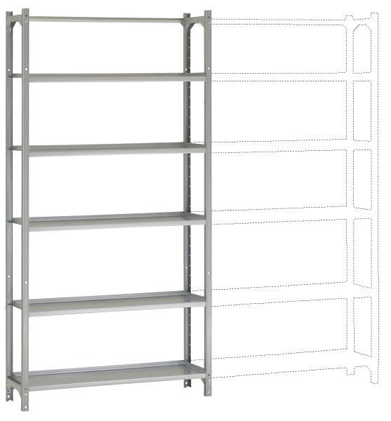 Manuflex Büro-Steck-Grundregal mit 5 pulverbeschichteten Stahlböden, HxBxT = 1900 x 960 x 300 mm, RA3255.7035