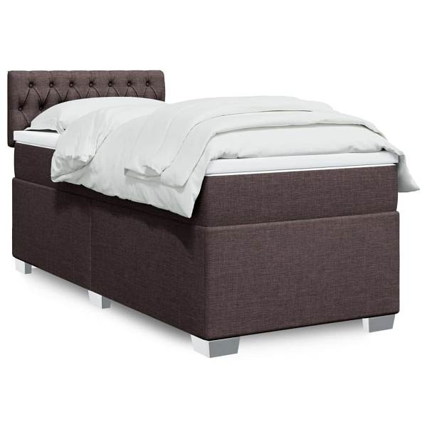 vidaXL Boxspringbett mit Matratze Dunkelbraun 100x200 cm Stoff, 3285809