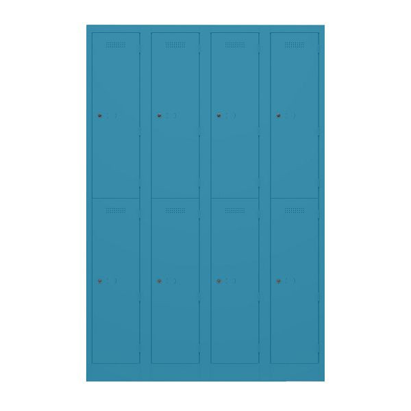 Bisley Garderobenschrank Primary Locker, 4 Abteile, je 2 Fächer, 686 azur, PL3050Q2686