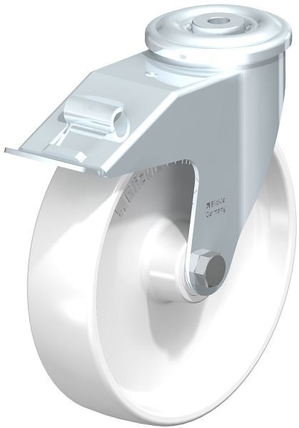 Blickle LER-PPN 200R-FI-FA Stahlblech-Lenkrolle mit Rückenloch & Feststeller, Polypropylen, Weiß, 762917
