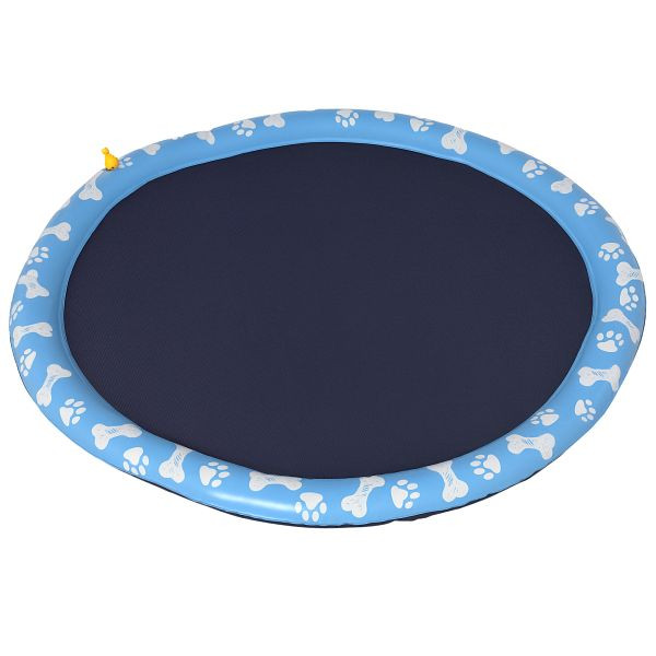 PawHut Hundepool, Planschbecken, mit Wasserdüse, rund, rutschfest, blau, Ø170 cm, D01-032V01BU