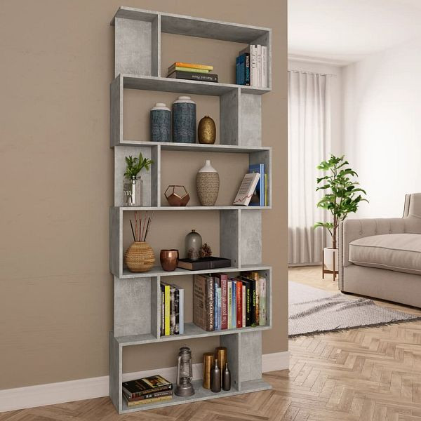vidaXL Bücherregal/Raumteiler Betongrau 80x24x192 cm Holzwerkstoff, 800094