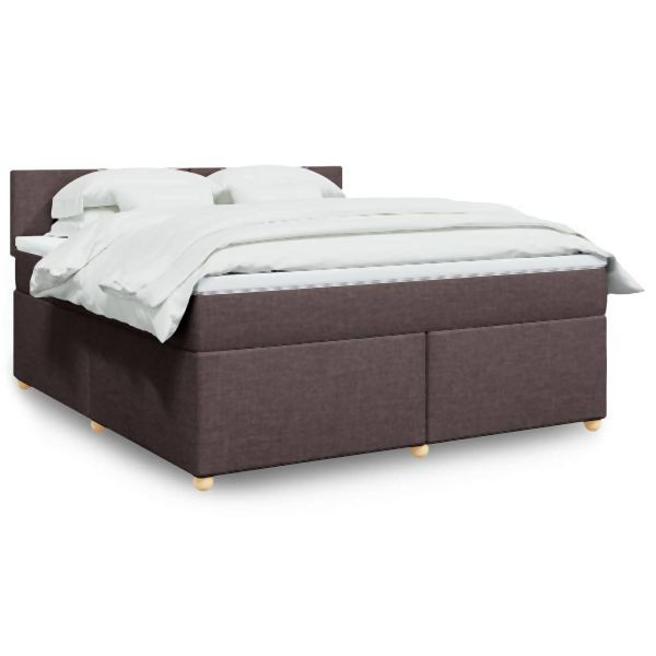 vidaXL Boxspringbett mit Matratze Dunkelbraun 180x200 cm Stoff, 3286755