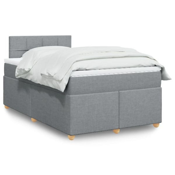 vidaXL Boxspringbett mit Matratze Hellgrau 120x200 cm Stoff, 3288947