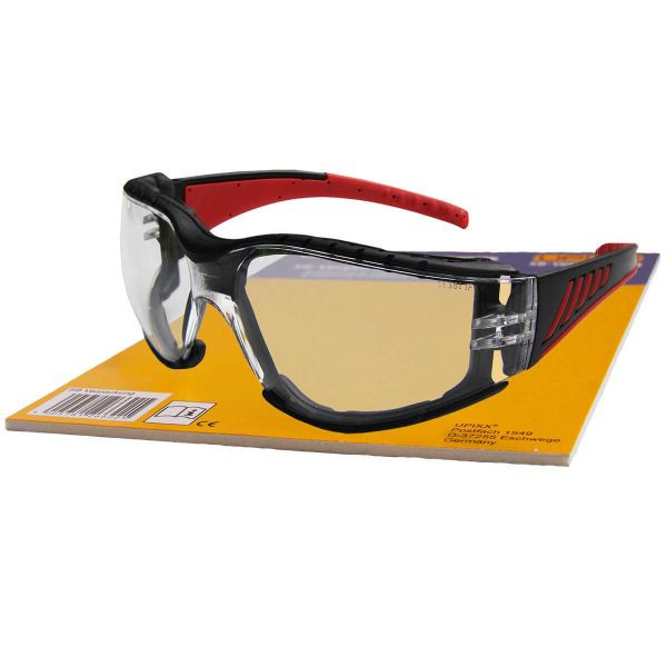 L+D RED VISION, Schutzbrillen, EN166FT, farblose PC Sichtscheiben schwarz/roter Rahmen, SB-Aufmachung, VE: 10 Stück, 26793SB
