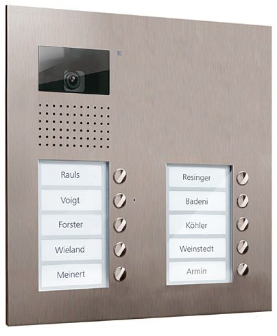 TCS Video Außenstation Serie AVU mit 10 Klingeltasten (rechtsbündig), 2-spaltig, UP Edelstahl, AVU15100-0030