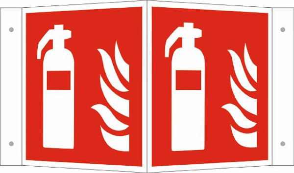 SafetyMarking Brandschutzschild - Winkel, Feuerlöscher, BxHxT 53x30x21 cm, Aluminium, langnachleuchtend, 15.A5032