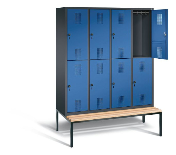 C+P Spind doppelstöckig Evolo, H2090xB1590xT810mm, Farbe: Schwarzgrau / Enzianblau, 48350-42 S10129