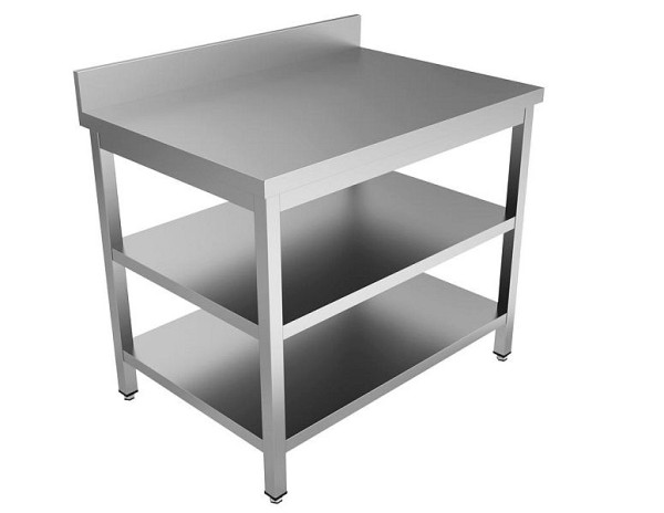 Unninox Europe Arbeitstisch mit Zwischenboden & Grundboden Selbstmontage 1600x600x850 mm (BxTxH), mit Aufkantung, WTF-1606085-S2A