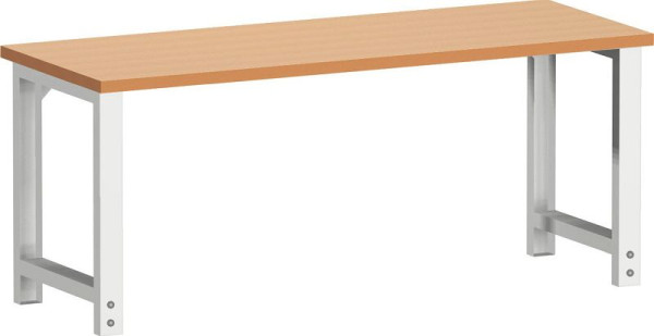 bott cubio Werkbank höhenverstellbar mit Rotbuche-Platte BxTxH: 2000 x 750 x 740-1140 mm Rotbuche RAL 7035, 41003206.16V