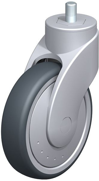 Blickle LWG-TPA 126K-FK-GS12 Kunststoff-Lenkrolle WAVE mit Gewindestift, Thermoplastisches Gummi-Elastomer, Grau, 743311