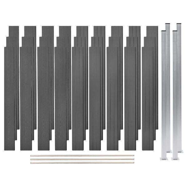 vidaXL WPC Zaun-Set 3 Quadrate 526x187 cm Grau, 3053268