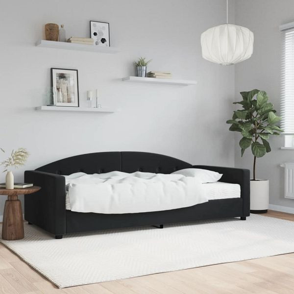 vidaXL Tagesbett mit Matratze Schwarz 90x200 cm Samt, 3197281