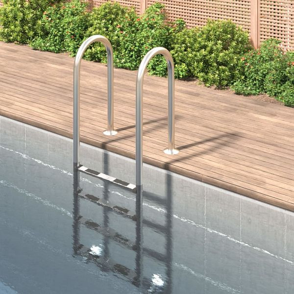 vidaXL Pool-Leiter 54x38x184,5 cm Edelstahl 304, Material: Edelstahl 304 mit gebürsteter Oberfläche, 93459