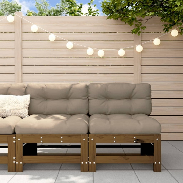vidaXL Mittelsofas mit Kissen 2 Stück Honigbraun Massivholz Kiefer, 825691