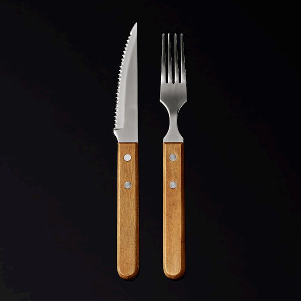 WAS Steakmesser mit Holzgriff, 21 cm, Chromstahl, VE: 12 Stück, 519000