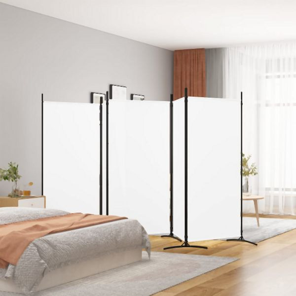 vidaXL 5-teilig Paravent Weiß 433x180 cm Abmessung Stoff, 350266