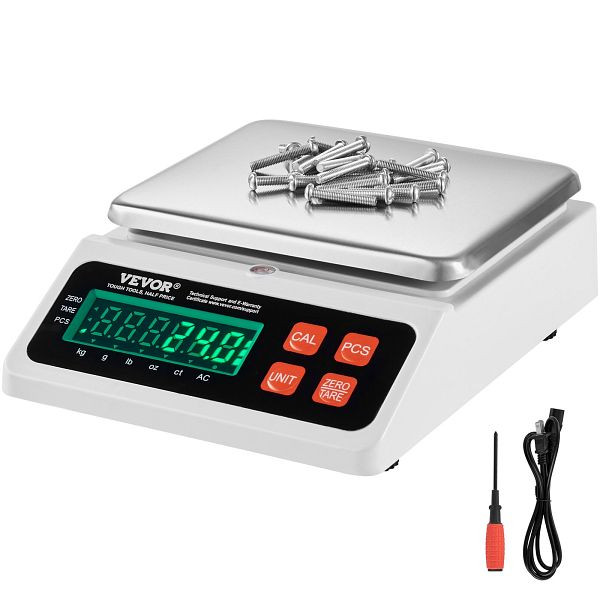 VEVOR Industrielle Zählwaage, 10 kg x 0,1 g, digital für Teile und Münzen, g/kg/lb/oz/ct-Einheiten, elektronisch, mit LED-Bildschirm, JSC01G10KGDF6WYWRV2