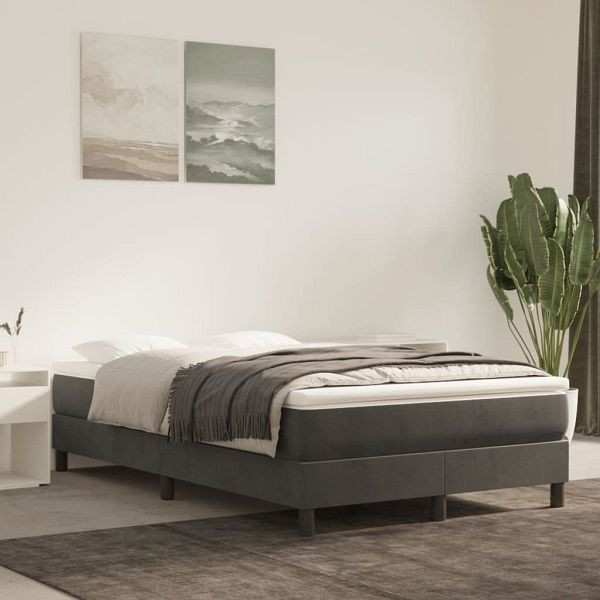 vidaXL Boxspringbett mit Matratze Dunkelgrau 120x200 cm Samt, 3144322
