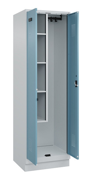 C+P Putzmittel-Spind Evolo PLUS, mit Sockel, 2 Abteile, 1950x600x500mm, 7035/001, Zylinderschloss, 049120-00 S10036