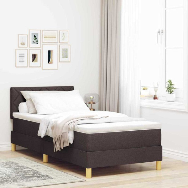 vidaXL Boxspringbett mit Matratze Dunkelbraun 90 x 200 cm Stoff, 3342488