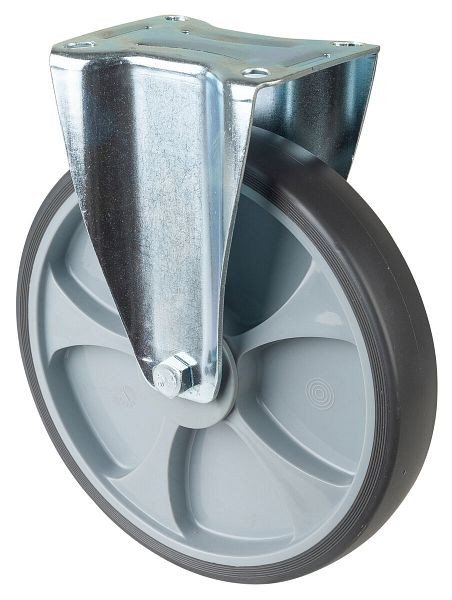 BS Rollen Transportrolle, Bockrolle, Breite 45 mm, Ø250 mm, bis 300 kg, Reifen thermoplastisch grau, Radkörper Kunststoff, Kugellager, Platte, L410.A85.250