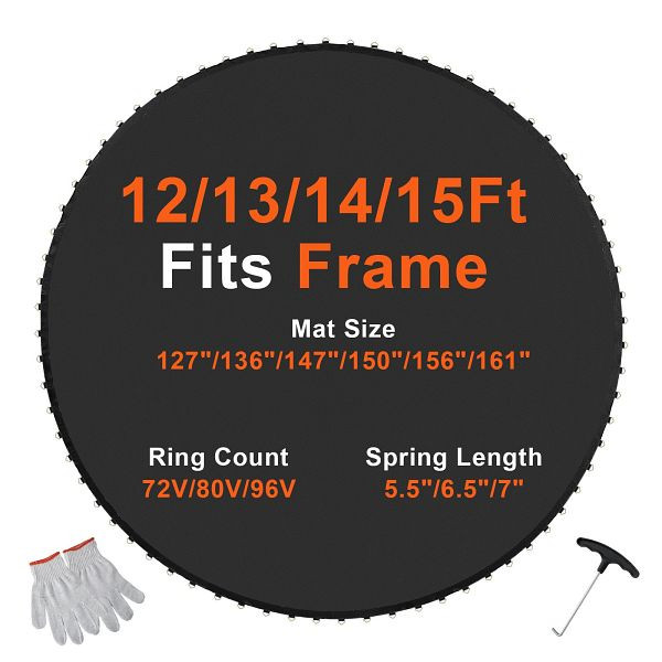 VEVOR Ersatz-Trampolinmatte Passend für 426cm Rahmen, 72 V-Ringe 16,5-17,8cm, YXBCTD14YC72X34X3V0