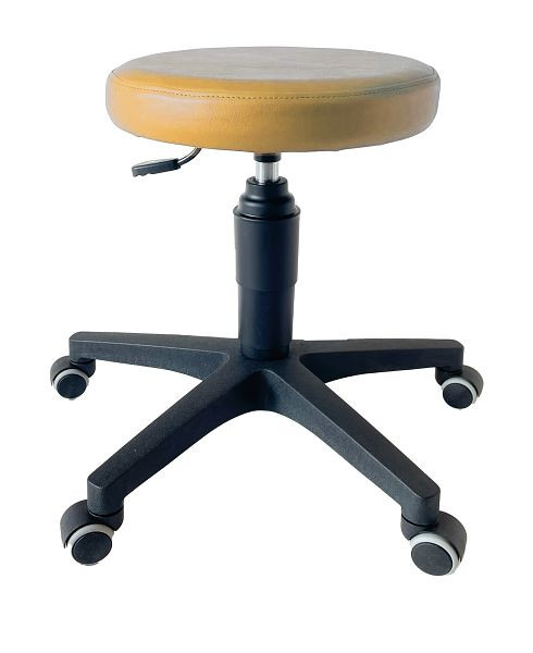 ultraMEDIC Rollhocker ultraSWIVEL6 Sitzhöhe 39 - 52 cm, Sitzdurchmesser 35 cm, Kunstlederbezug Sahara, SAN-1500-SA