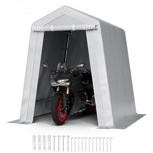 VEVOR Gerätehaus 183x183x213 cm, graues Garagenzelt PE-Material, Fahrrad-/Gartenschuppen, für Motorrad/Rasenmäher/Fahrrad, TYCWPHSJD6FTNXYPK001V0