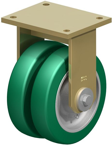 Blickle BSD-GST 200K-35 Stahlgeschweißte Schwerlast-Doppel-Bockrolle, Blickle Softhane®, Grün, 754215