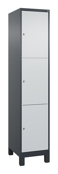 C+P Schließfachschrank Classic PLUS, Füße, 1950x400x500mm, 7016/7035, mit 3 Fächern, 080010-123 S10013