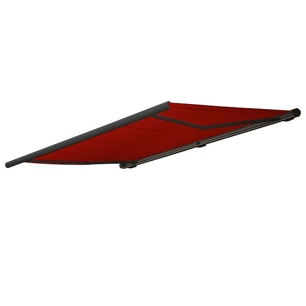 Mendler Elektrische Kassettenmarkise T122, Markise Vollkassette 4x3m, Acryl bordeaux-rot, Rahmen anthrazit, 76451+58310