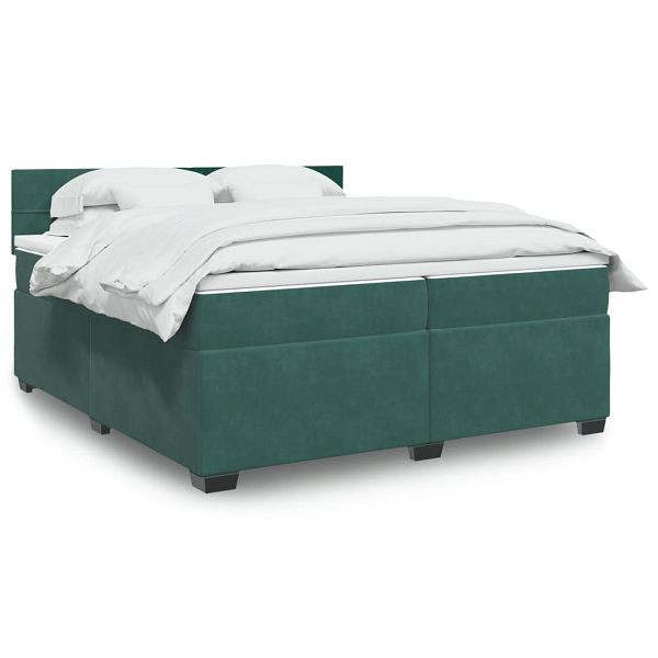 vidaXL Boxspringbett mit Matratze Dunkelgrün 200x200 cm Samt, 3288705