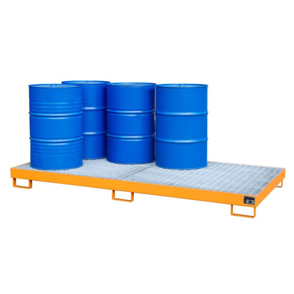 STEIN HGS Auffangwanne AW 8-12, 240 Liter, RAL 2000 gelborange, Gesamthöhe 210 mm, lackiert, 8 x 200 Liter Fass, 79187.0013