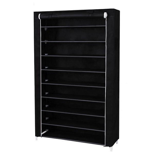 SONGMICS 10-stufiges Schuhregal, Schuhregal für bis zu 54 Paar Schuhe, freistehender Aufbewahrungsorganizer, Schrank, 100 x 28 x 162 cm, schwarzer, RXJ00H