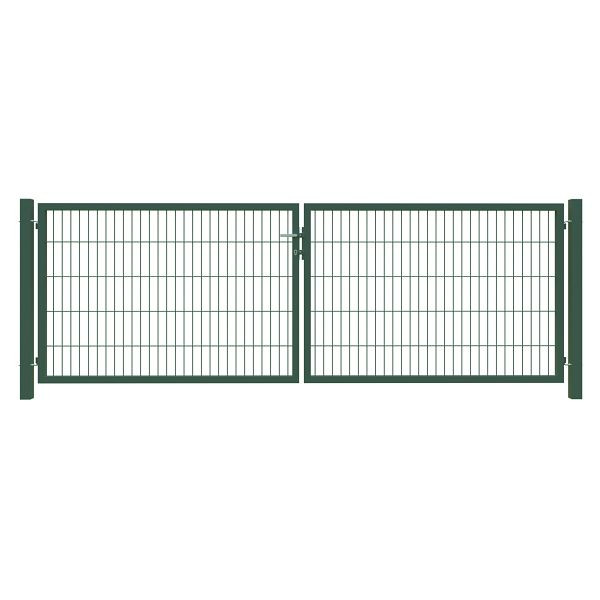 T&J BASIC Doppeltor grün, 3000 x 1000 mm inkl. Pfosten + Beschläge, MW 50/200 mm, 44351