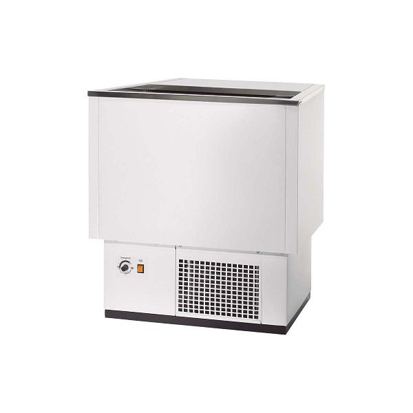 Vaiotec TOPLINE Getränkekühltruhe 550 Weiß mit Edelstahlschiebedeckel, 129 Liter, Breite: 705 mm, 11638