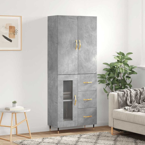 vidaXL Highboard Betongrau 69,5x34x180 cm Holzwerkstoff, 3195943
