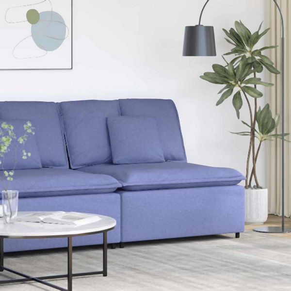 vidaXL Modulares Sofa Mittelmodul mit Kissen Jeansblau 100 cm, 4104427