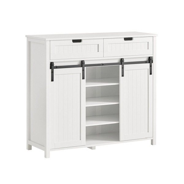 SoBuy Schuhschrank mit Schiebetüren Weiß 100x40x87 cm, Modern, FSB74-W