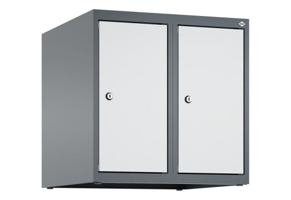 C+P Schrankaufsatz Classic PLUS, Aufsatzschrank, 7016/7035, Zylinderschlösser, 500x500x500mm, 2 Abteile, 080090-29 S10028