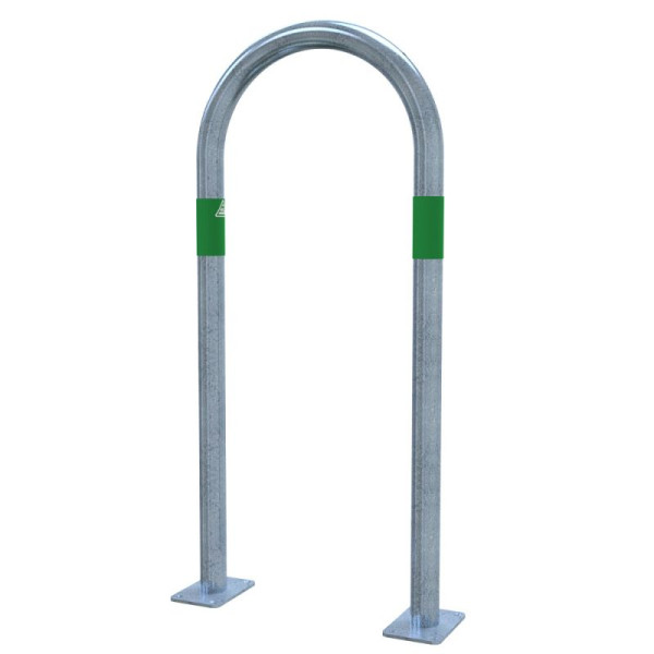 STEIN HGS Absperrbügel zum Aufdübeln aus Stahlrohr Ø 48 mm, Breite 460 mm, silber, grün, grün, 80469.0011