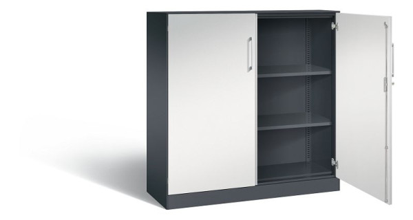 C+P Flügeltürenschrank Asisto, H1310xB1200xT435mm, Farbe: Schwarzgrau / Lichtgrau, Bügelgriff, 3 OH, 141031-000 S10093