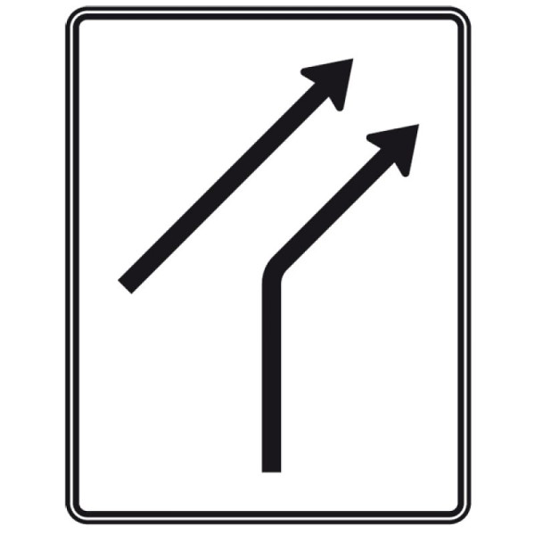 Stein HGS Zusammenführungstafel an einmündender Strecke, einstreifig plus einstreifig durchgehend, Nr. 551-20, RA2/Alform, ohne Entfernungsangabe, 1600x1250mm, 551-20-122