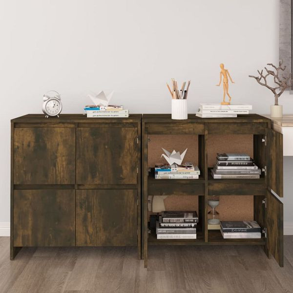 vidaXL Sideboards 2 Stück Räuchereiche 70x41x75 cm Holzwerkstoff, 3098094
