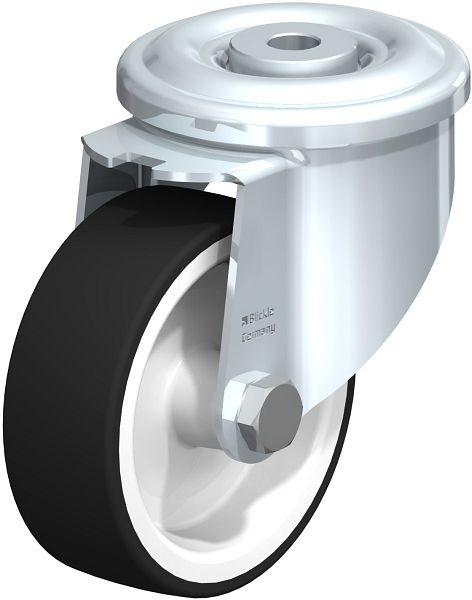 Blickle LKR-POTH 100G Stahlblech-Lenkrolle, schwere Ausführung, mit Rückenloch, Thermoplastisches Polyurethan, Grau, 633800
