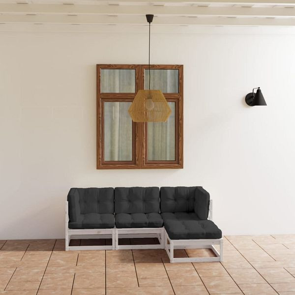 vidaXL 4-teilig Garten-Lounge-Set mit Kissen Kiefer Massivholz, 3076575